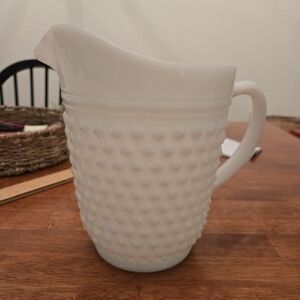 vintage Anchor Hocking hobnail milk glass pitcher